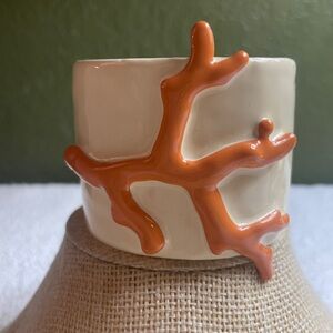 NWOT Kenneth Jay Lane Wide Hinged Cuff With Branch Coral Design